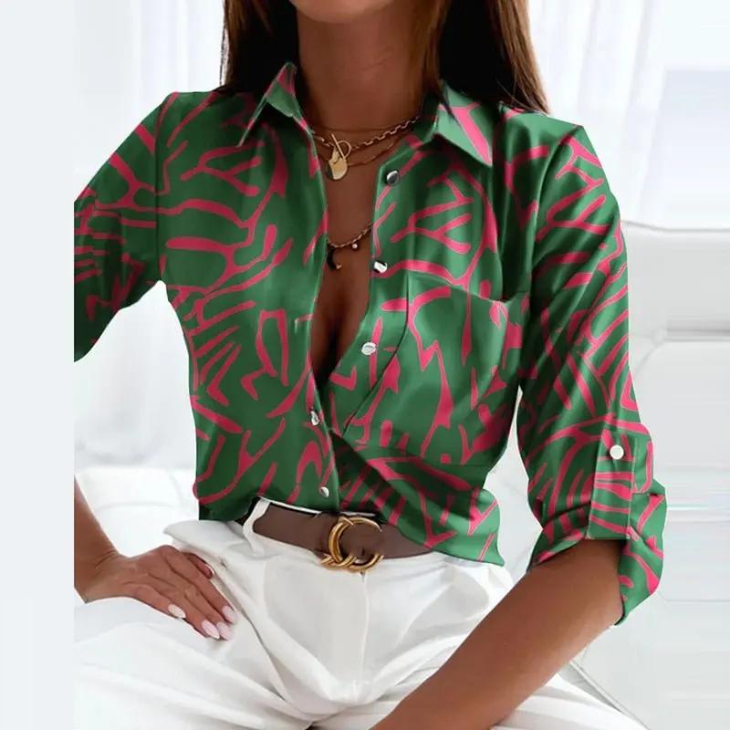 Damen Bedruckte Casual Langarm Bluse