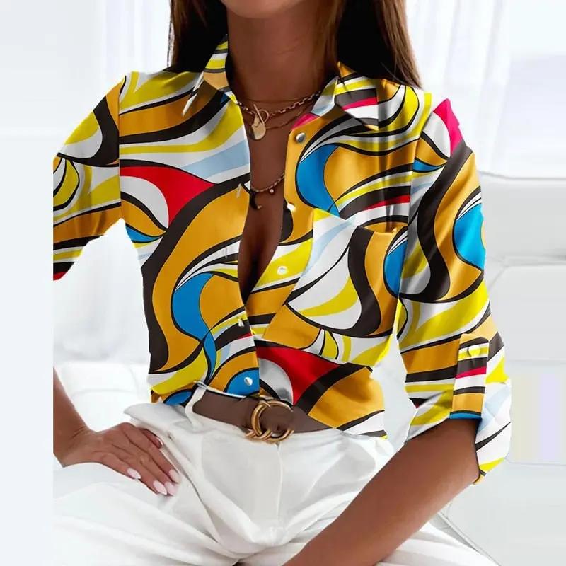 Damen Bedruckte Casual Langarm Bluse