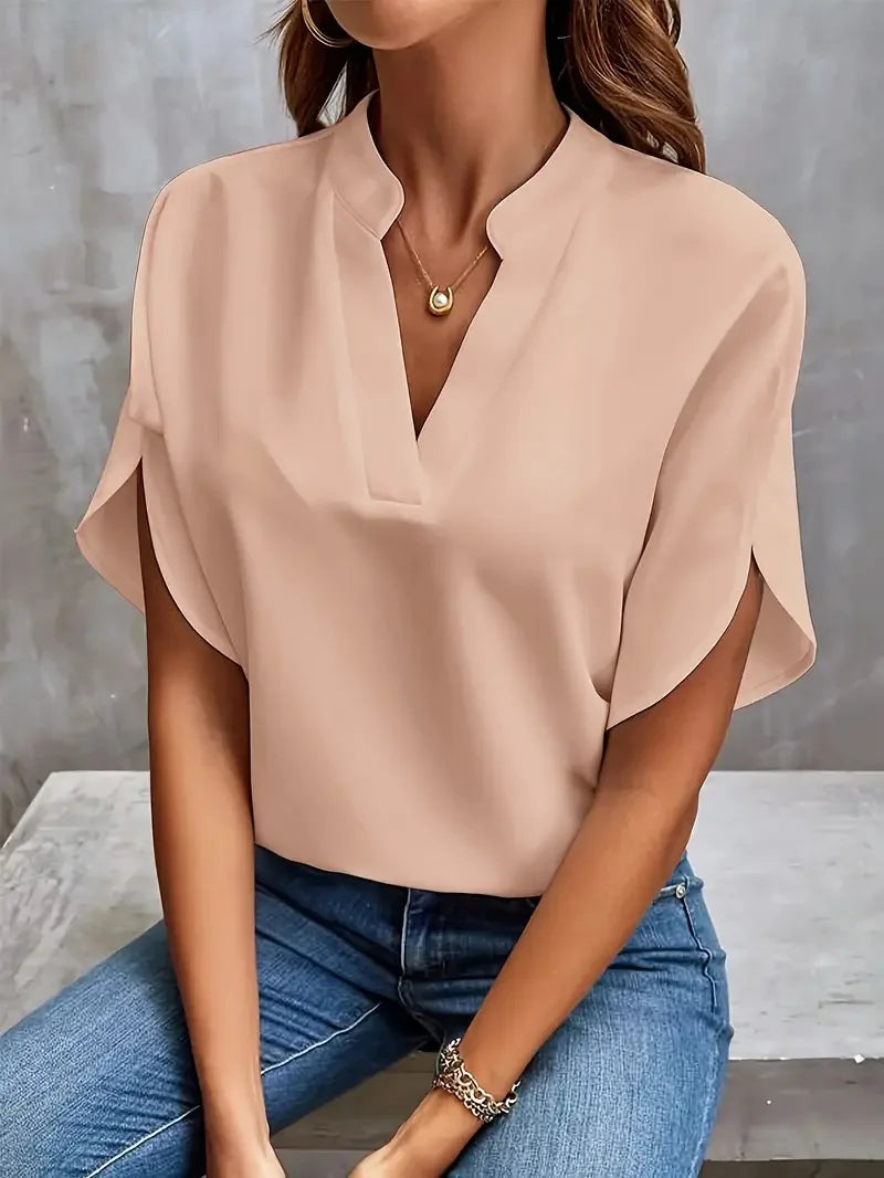 Damen V-ausschnitt Sommer Bluse
