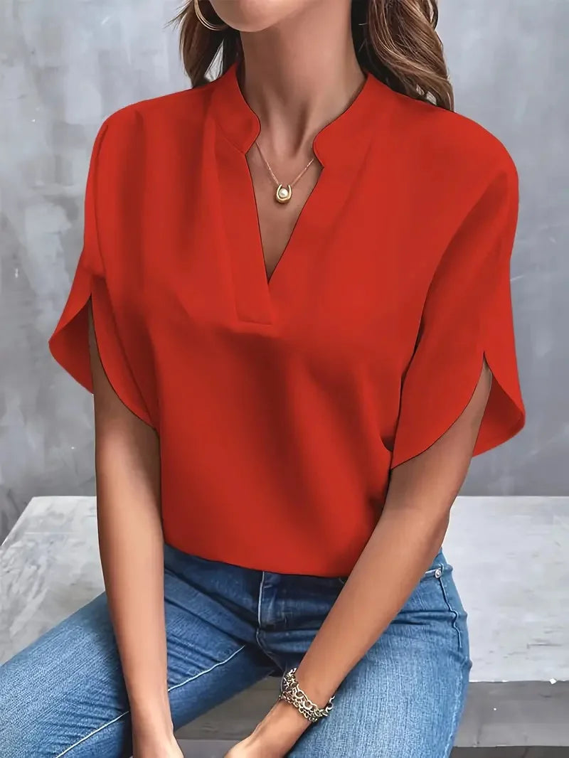 Damen V-ausschnitt Sommer Bluse