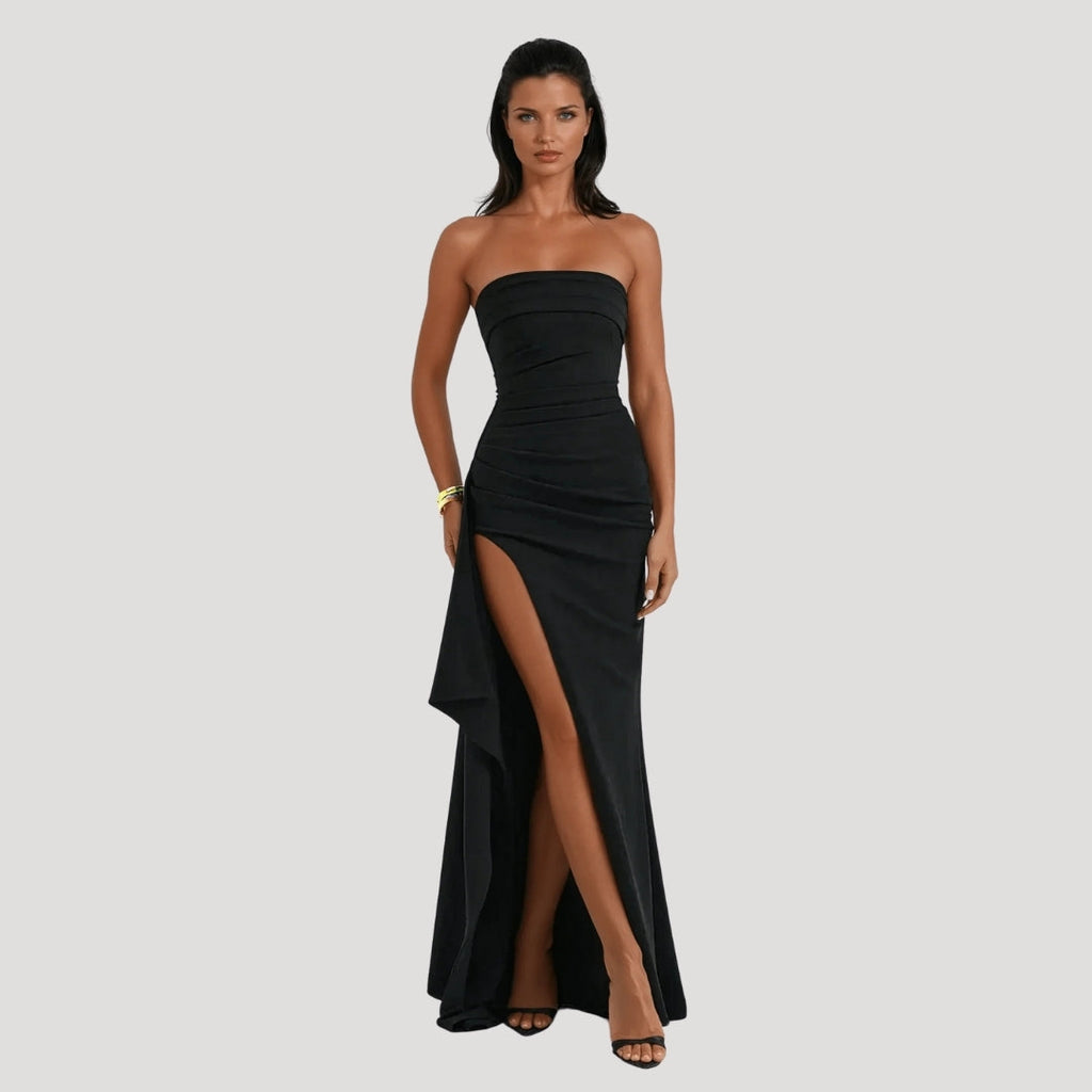 Damen Hochzeitsgast Maxikleid im trägerlosen Design