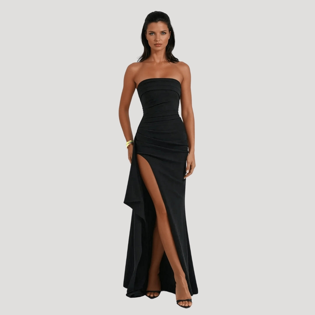 Damen Hochzeitsgast Maxikleid im trägerlosen Design