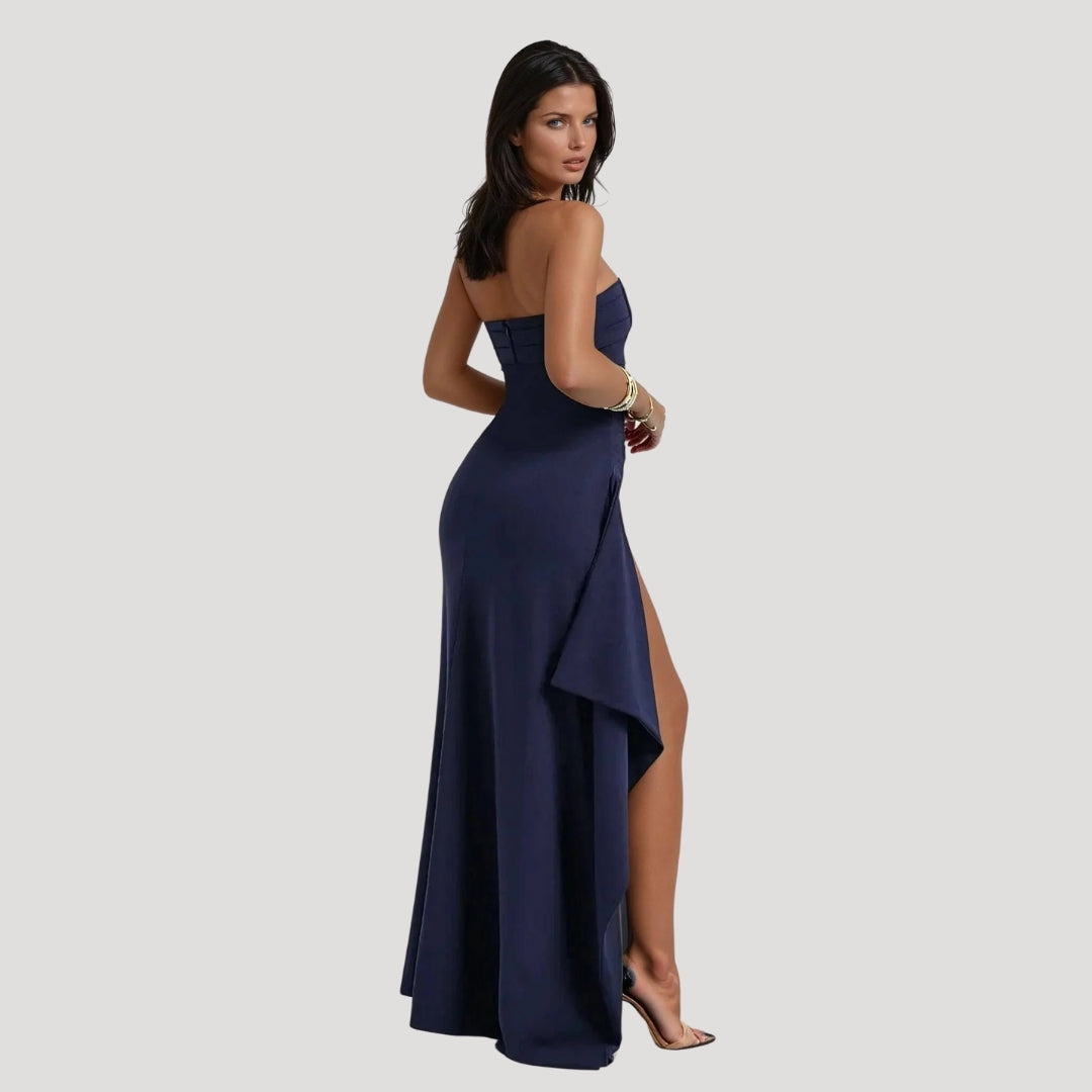 Damen Hochzeitsgast Maxikleid im trägerlosen Design