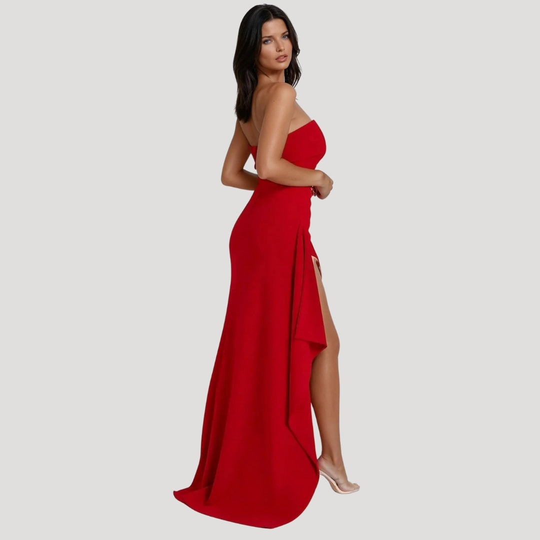 Damen Hochzeitsgast Maxikleid im trägerlosen Design