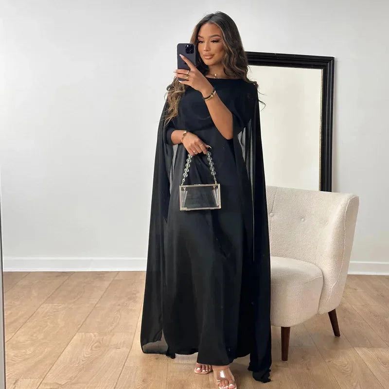 Damen Hochzeitsgast Maxikleid mit Cape