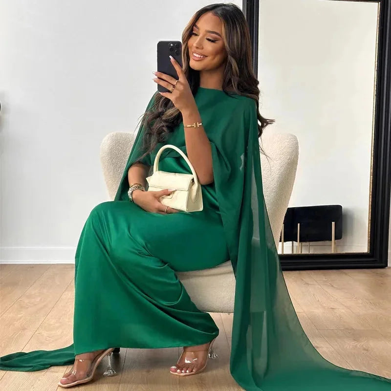 Damen Hochzeitsgast Maxikleid mit Cape