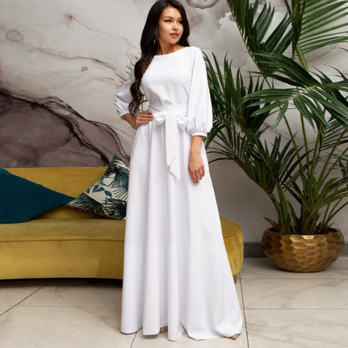 Damen Brautjungfernkleid Maxikleid mit langen Ärmeln