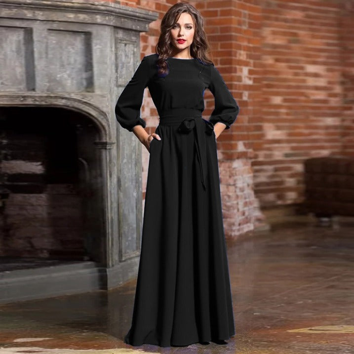 Damen Brautjungfernkleid Maxikleid mit langen Ärmeln