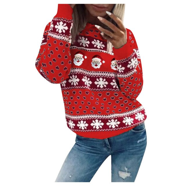 Damen Festlicher Weihnachtspullover Warm Hochwertiges Material