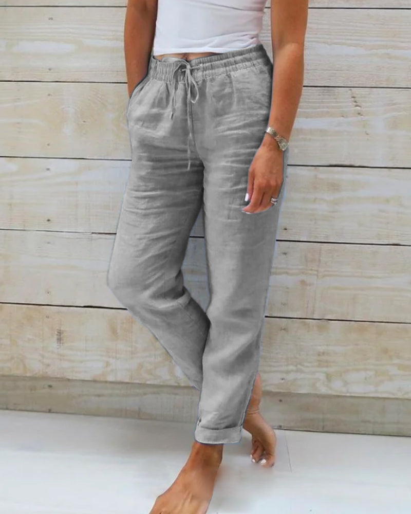 Damen Freizeithose mit elastischem Bund und Kordelzug für lässige Anlässe