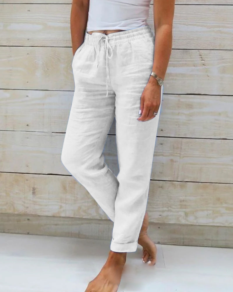 Damen Freizeithose mit elastischem Bund und Kordelzug für lässige Anlässe