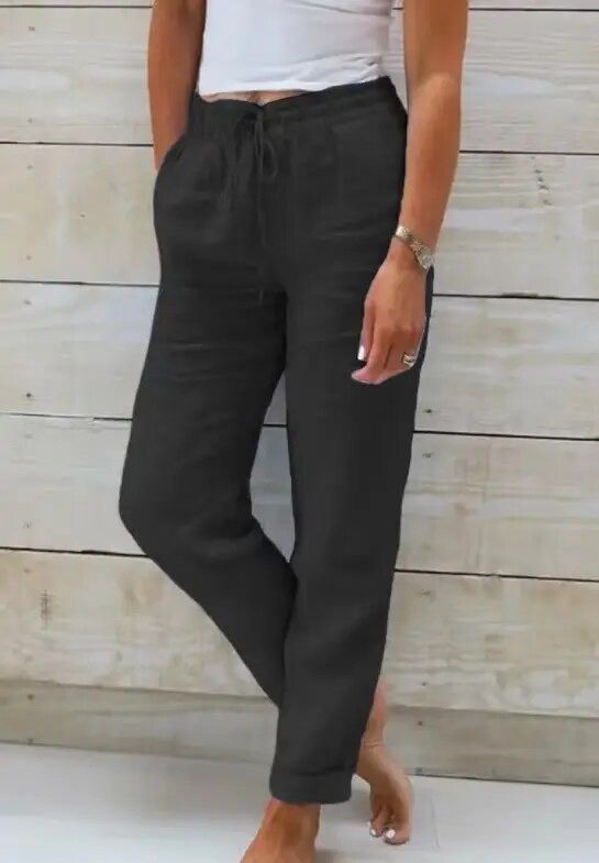 Damen Freizeithose mit elastischem Bund und Kordelzug für lässige Anlässe