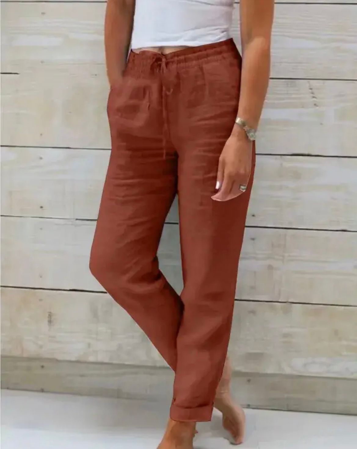 Damen Freizeithose mit elastischem Bund und Kordelzug für lässige Anlässe