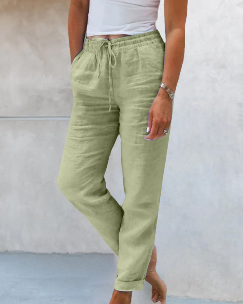 Damen Freizeithose mit elastischem Bund und Kordelzug für lässige Anlässe