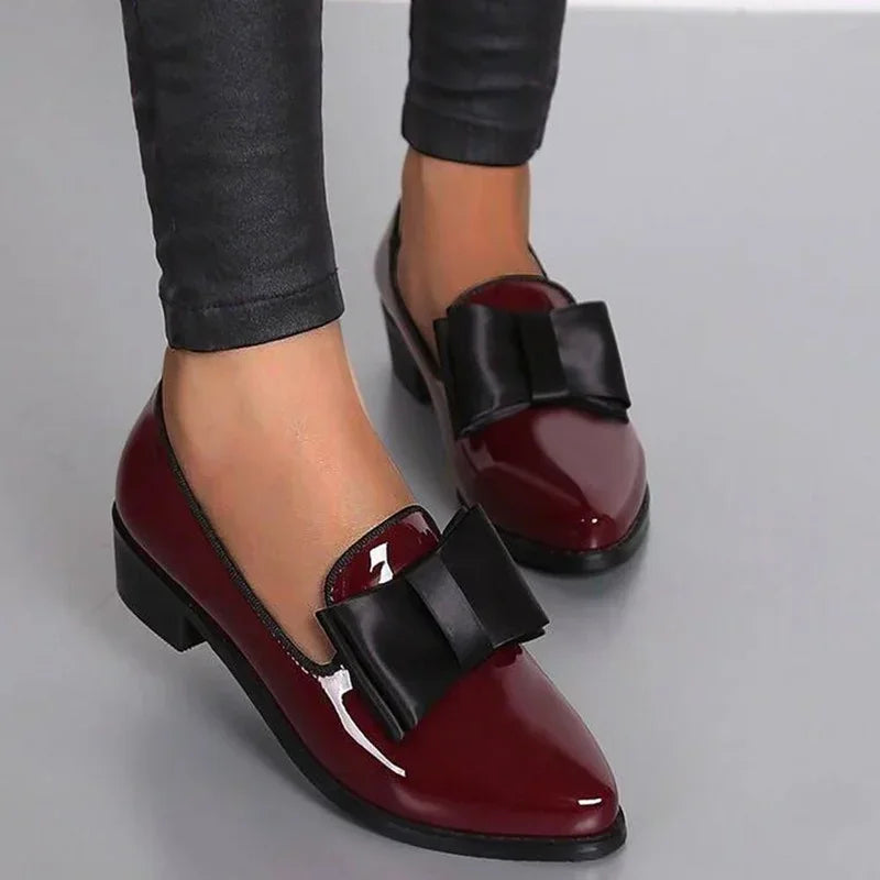 Damen Glänzende Orthopädische Loafer mit Blockabsatz