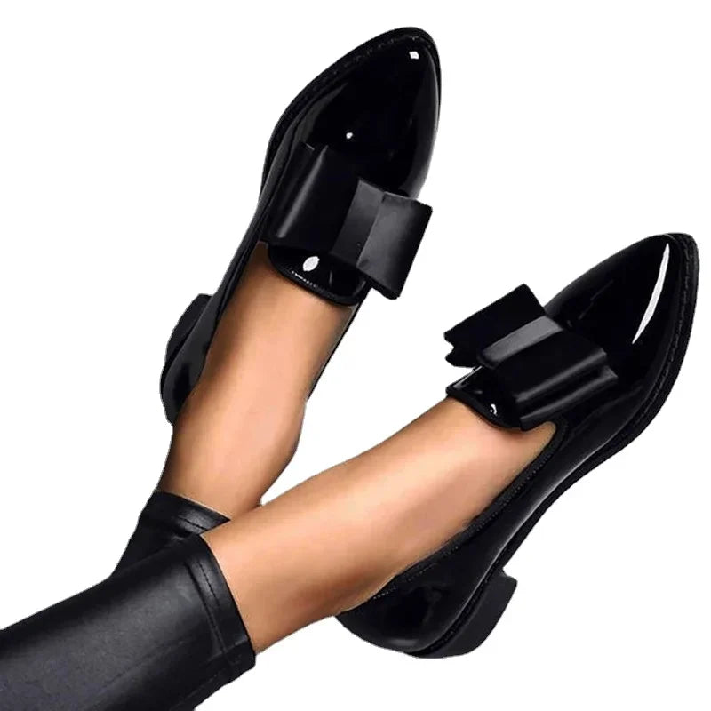 Damen Glänzende Orthopädische Loafer mit Blockabsatz