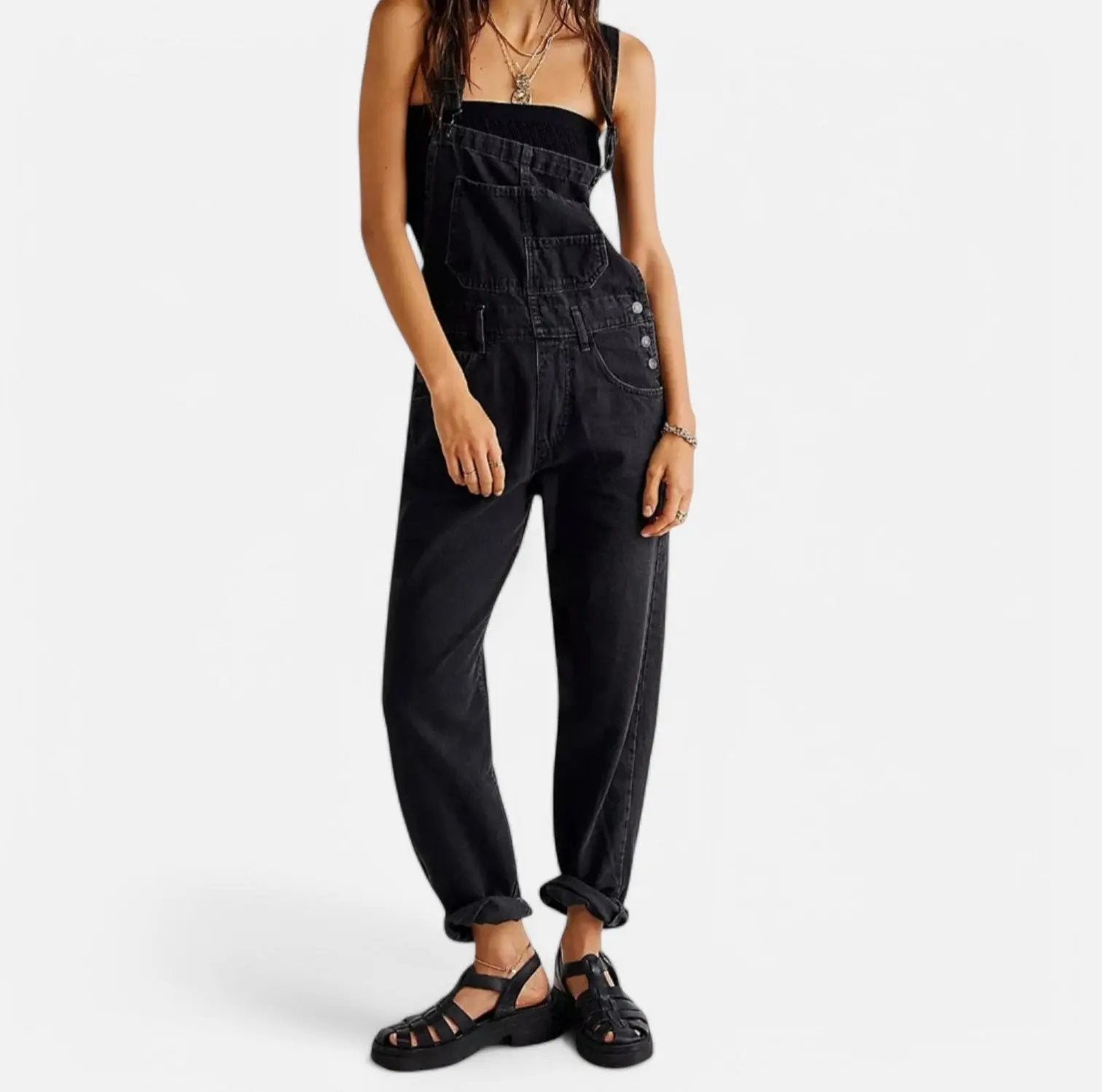 Damen Vintage Jeans Sommer Jumpsuit