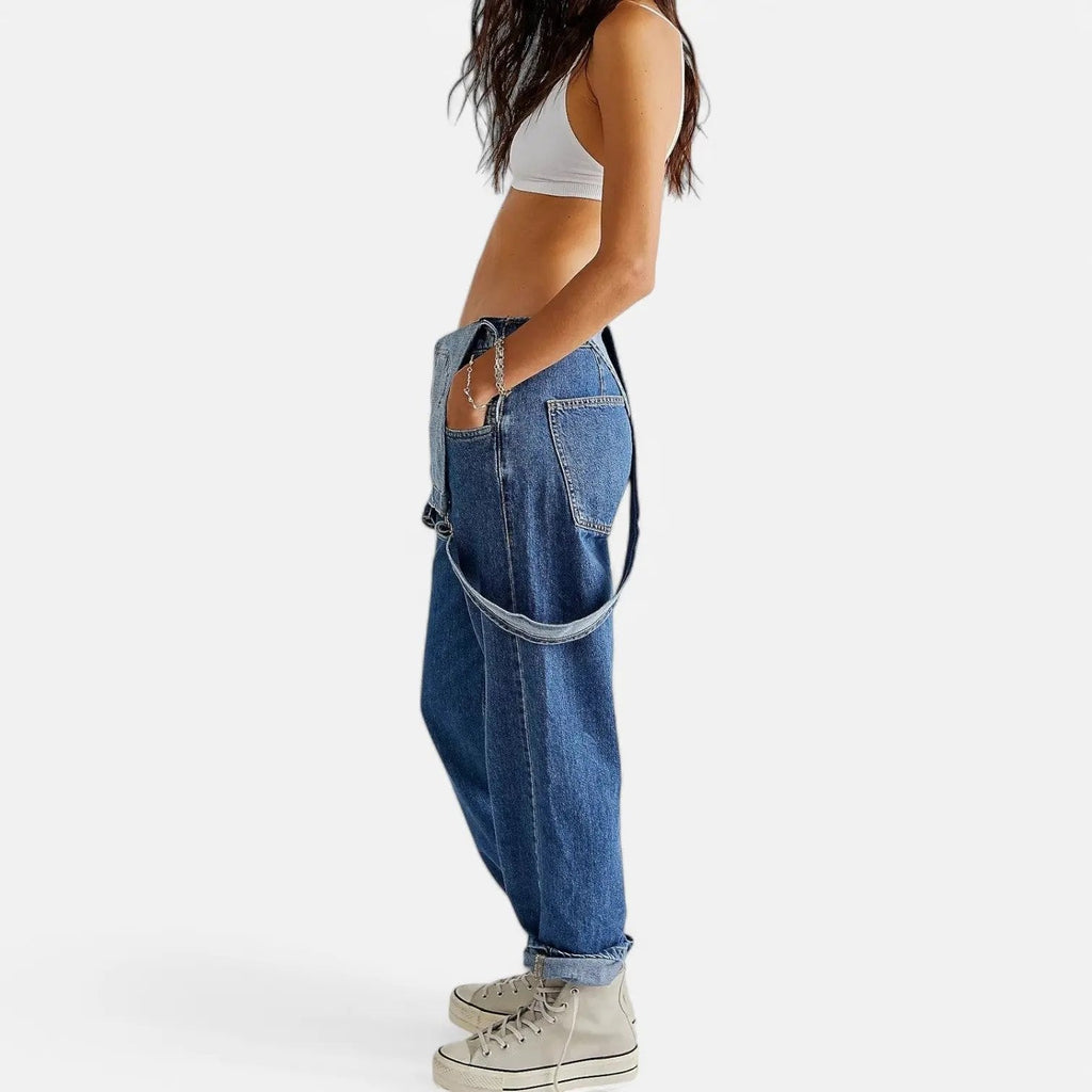 Damen Vintage Jeans Sommer Jumpsuit