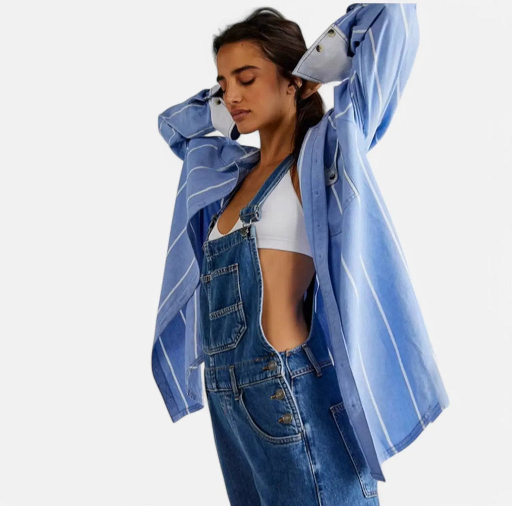 Damen Vintage Jeans Sommer Jumpsuit