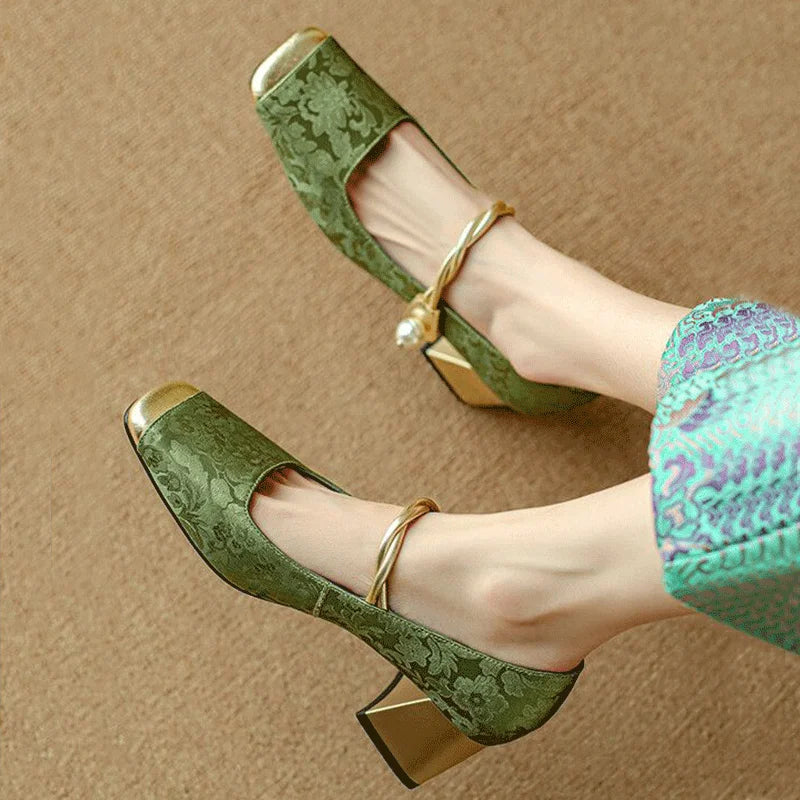 Damen Slip-On Absatz Mary Jane Pumps