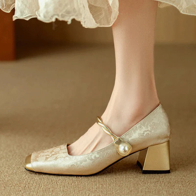 Damen Slip-On Absatz Mary Jane Pumps