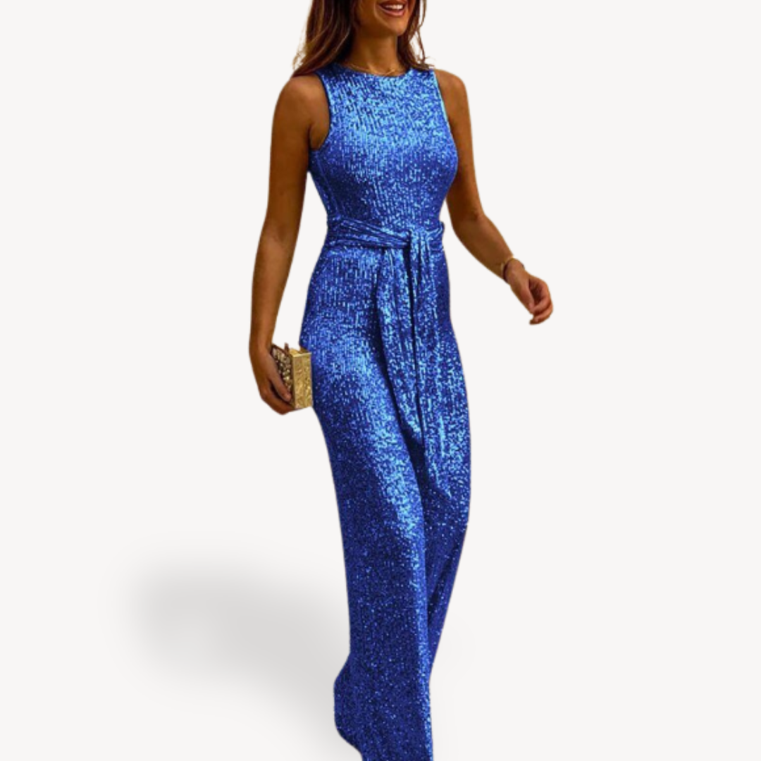 Damen Maxi Jumpsuit Glamour Pailletten