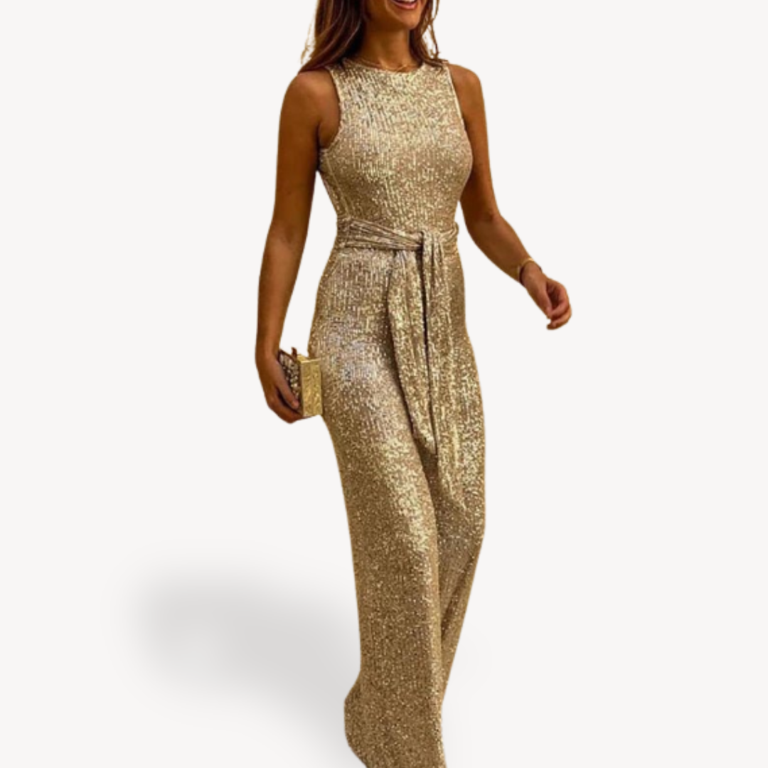 Damen Maxi Jumpsuit Glamour Pailletten