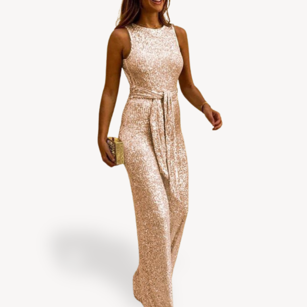 Damen Maxi Jumpsuit Glamour Pailletten