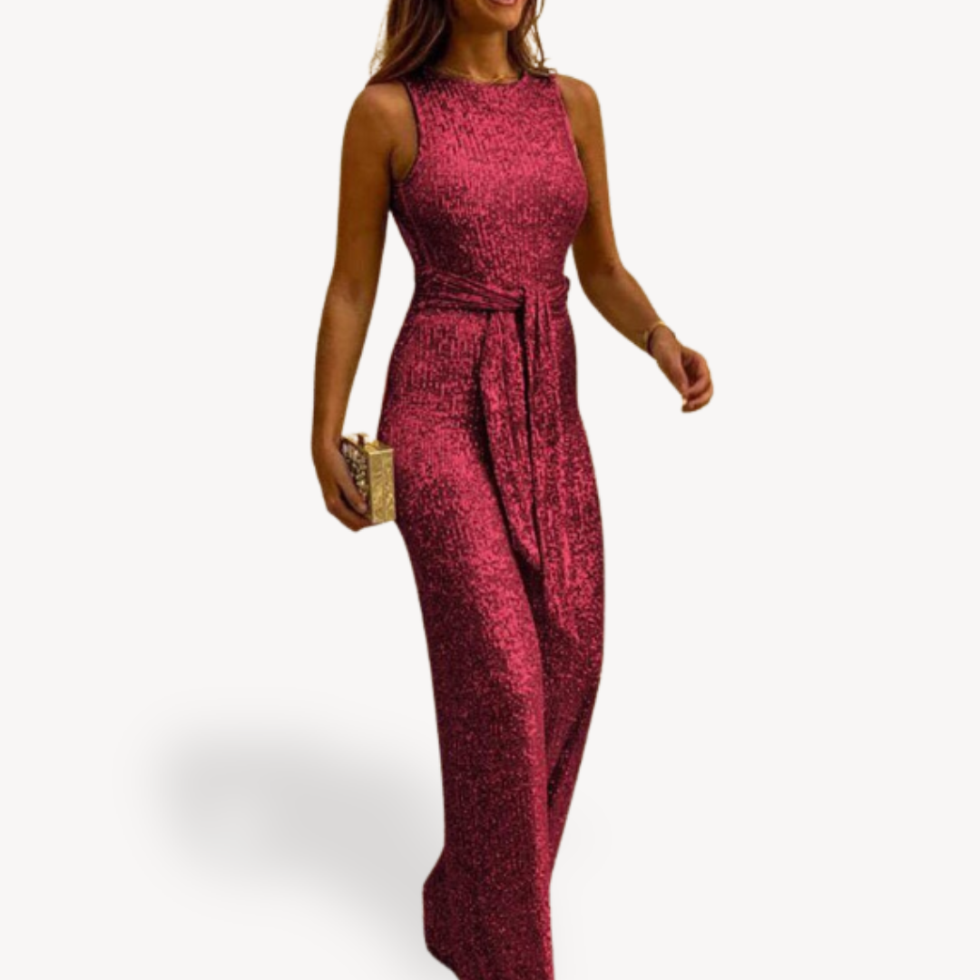 Damen Maxi Jumpsuit Glamour Pailletten