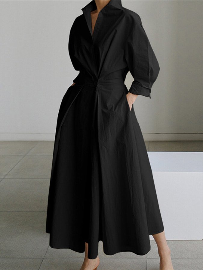 Damen Maxi Wickel Blusenkleid
