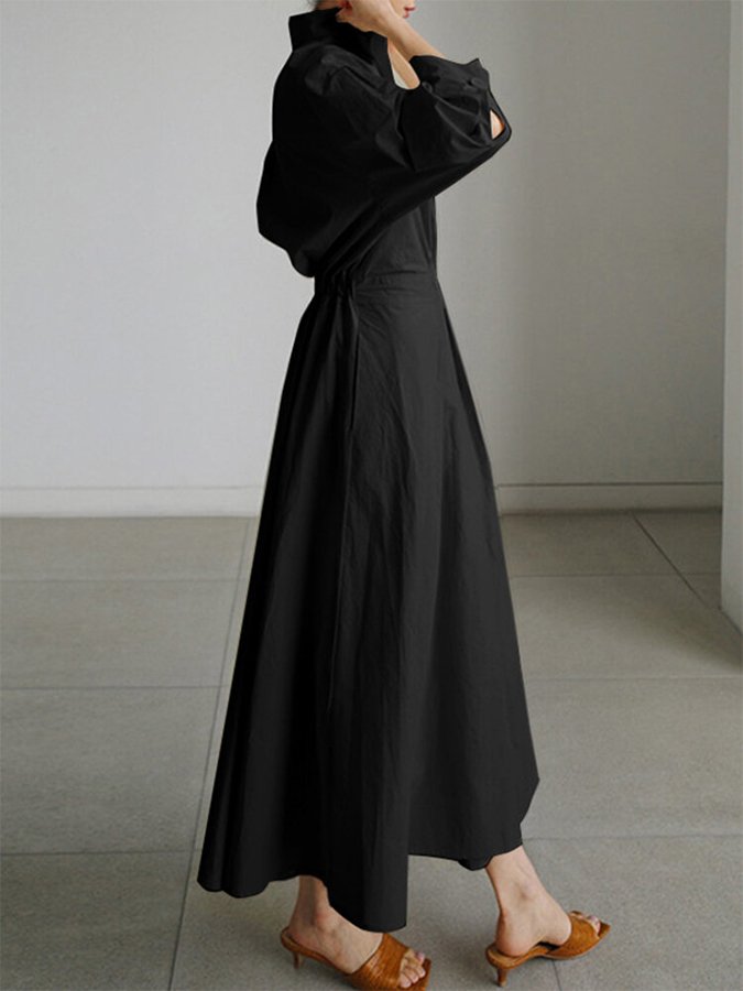 Damen Maxi Wickel Blusenkleid