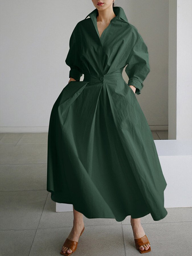Damen Maxi Wickel Blusenkleid