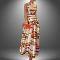 Damen Maxi Abendkleid mit Geometrischem Muster