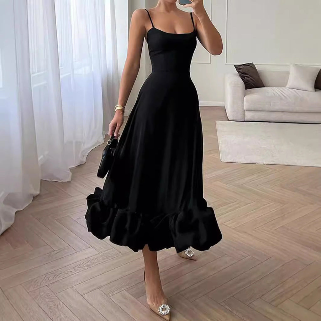 Damen Maxikleid mit schmalen Trägern für Hochzeitsgäste
