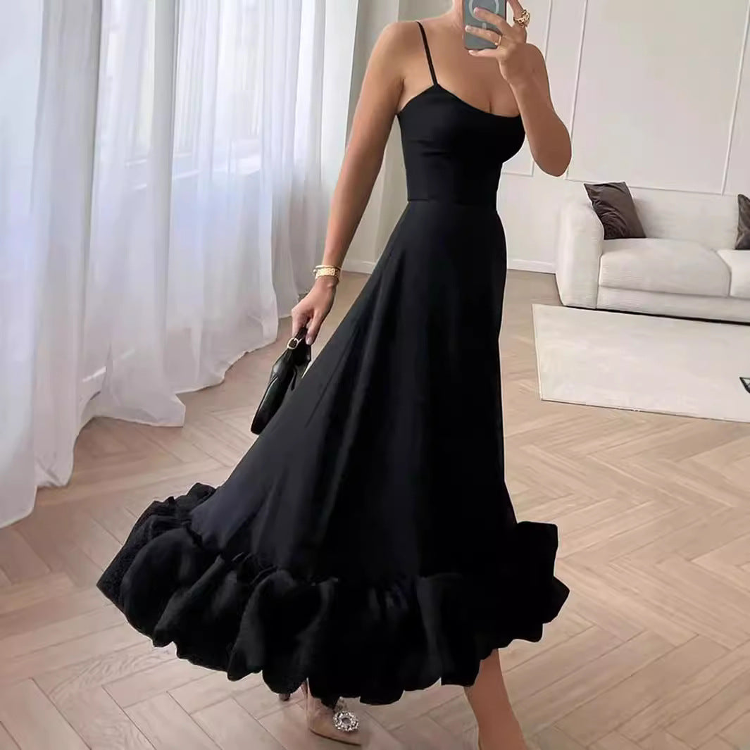 Damen Maxikleid mit schmalen Trägern für Hochzeitsgäste