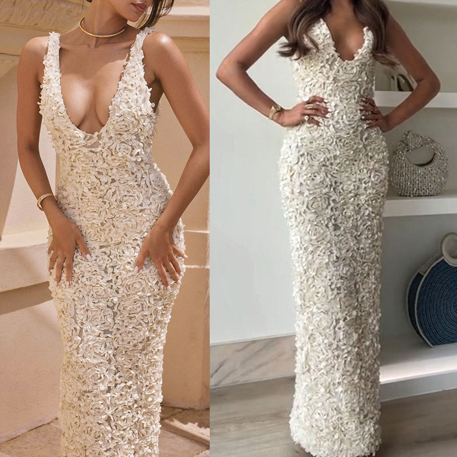 Damen Midikleid aus Spitze mit breiten Trägern für elegante Anlässe