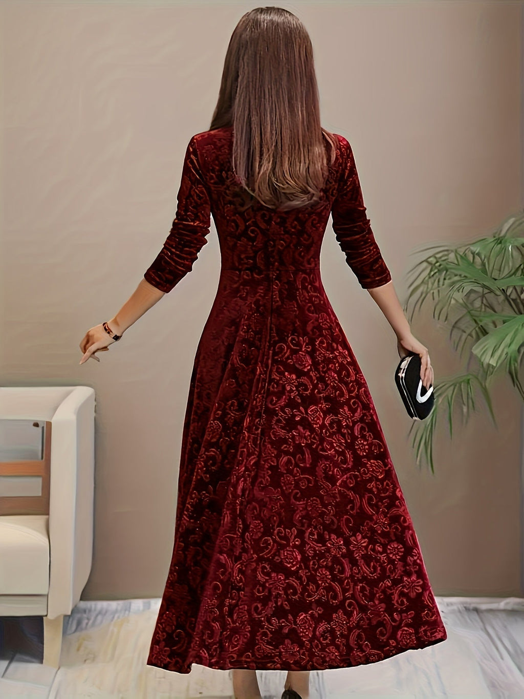 Damen Blumenmuster Midi Abendkleid
