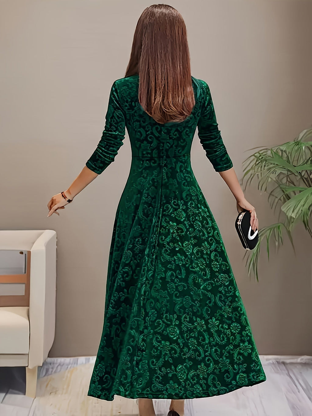 Damen Blumenmuster Midi Abendkleid