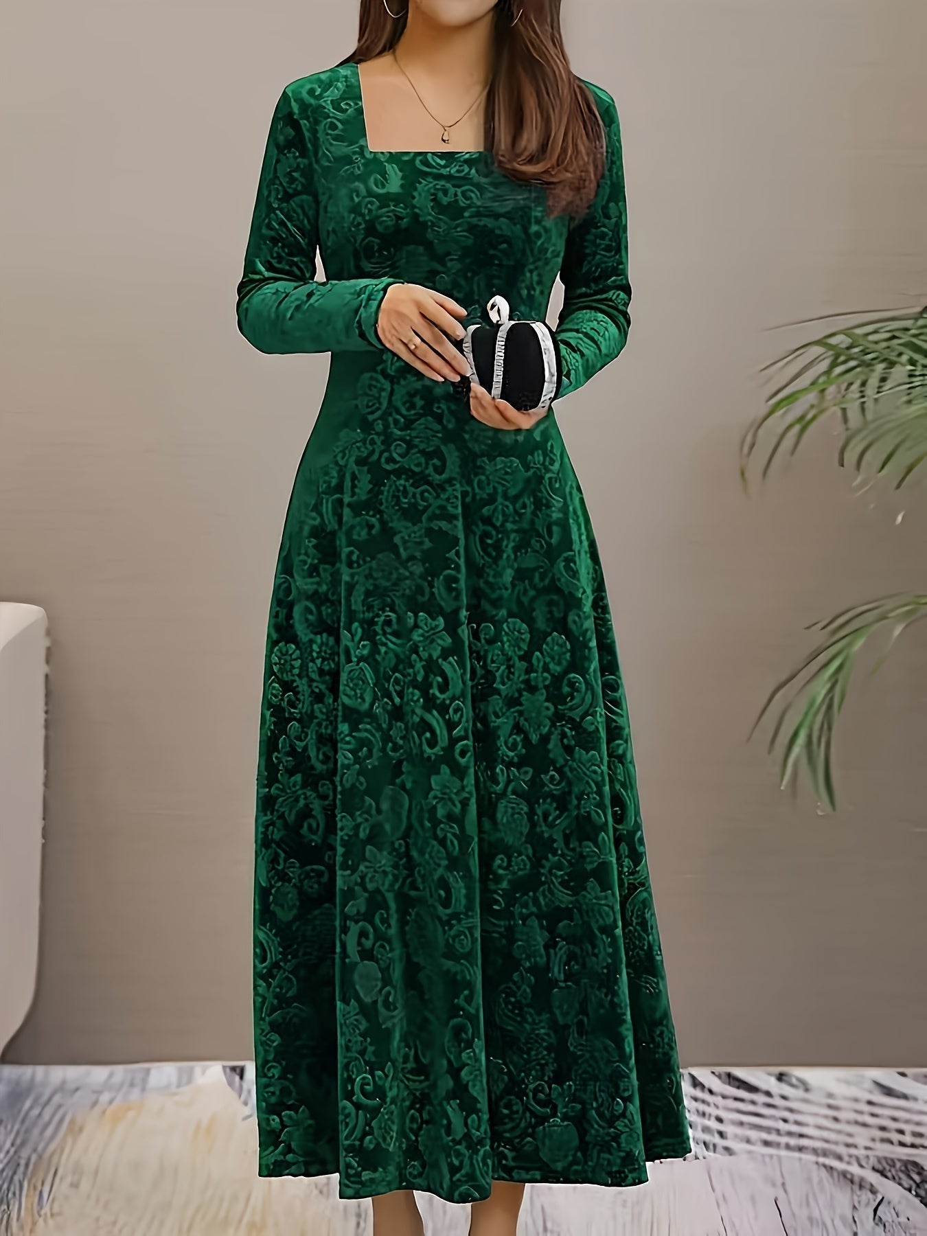 Damen Blumenmuster Midi Abendkleid