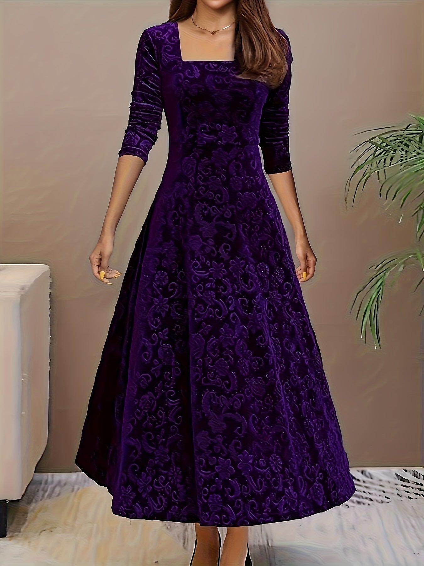 Damen Blumenmuster Midi Abendkleid