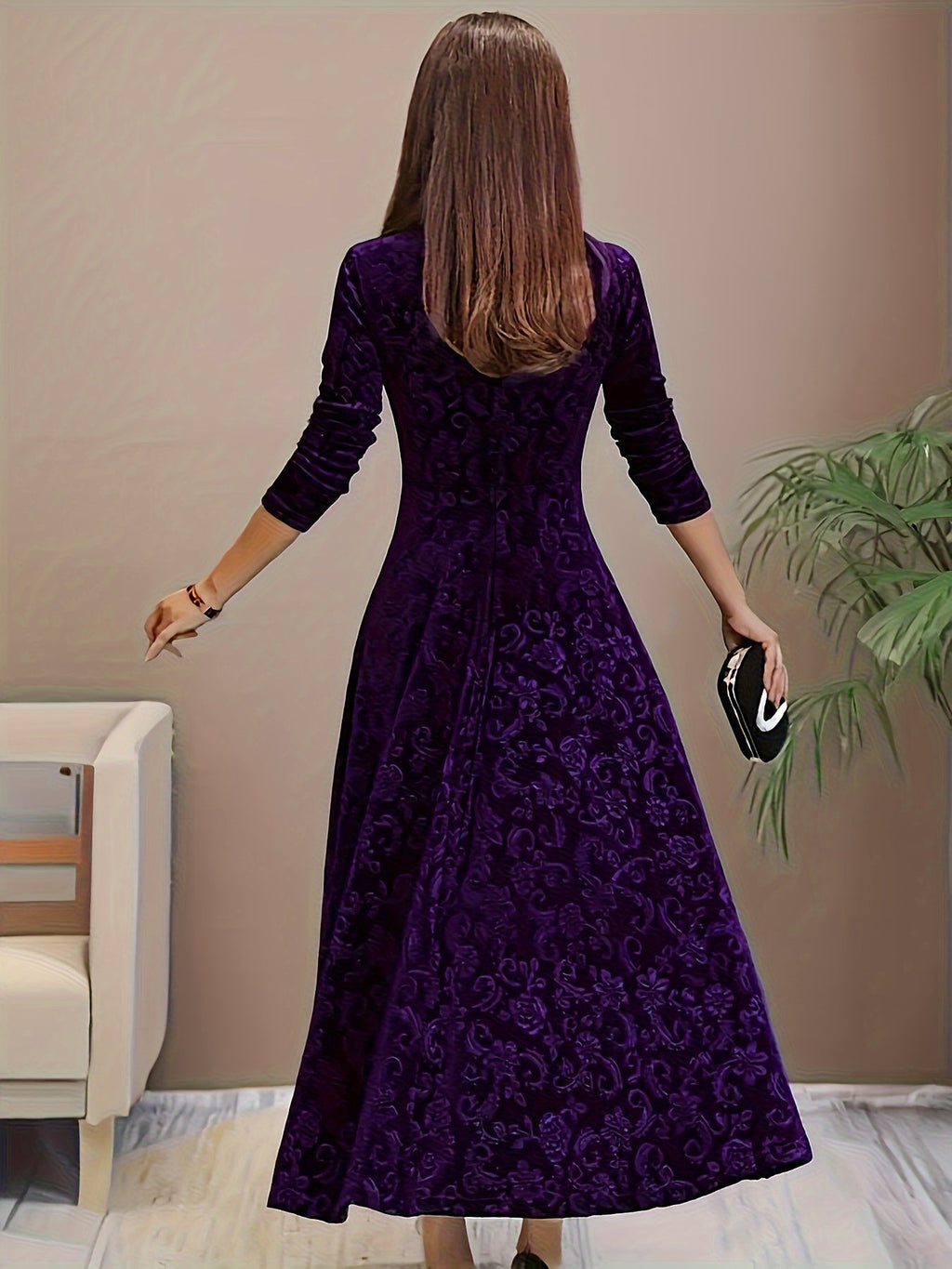 Damen Blumenmuster Midi Abendkleid