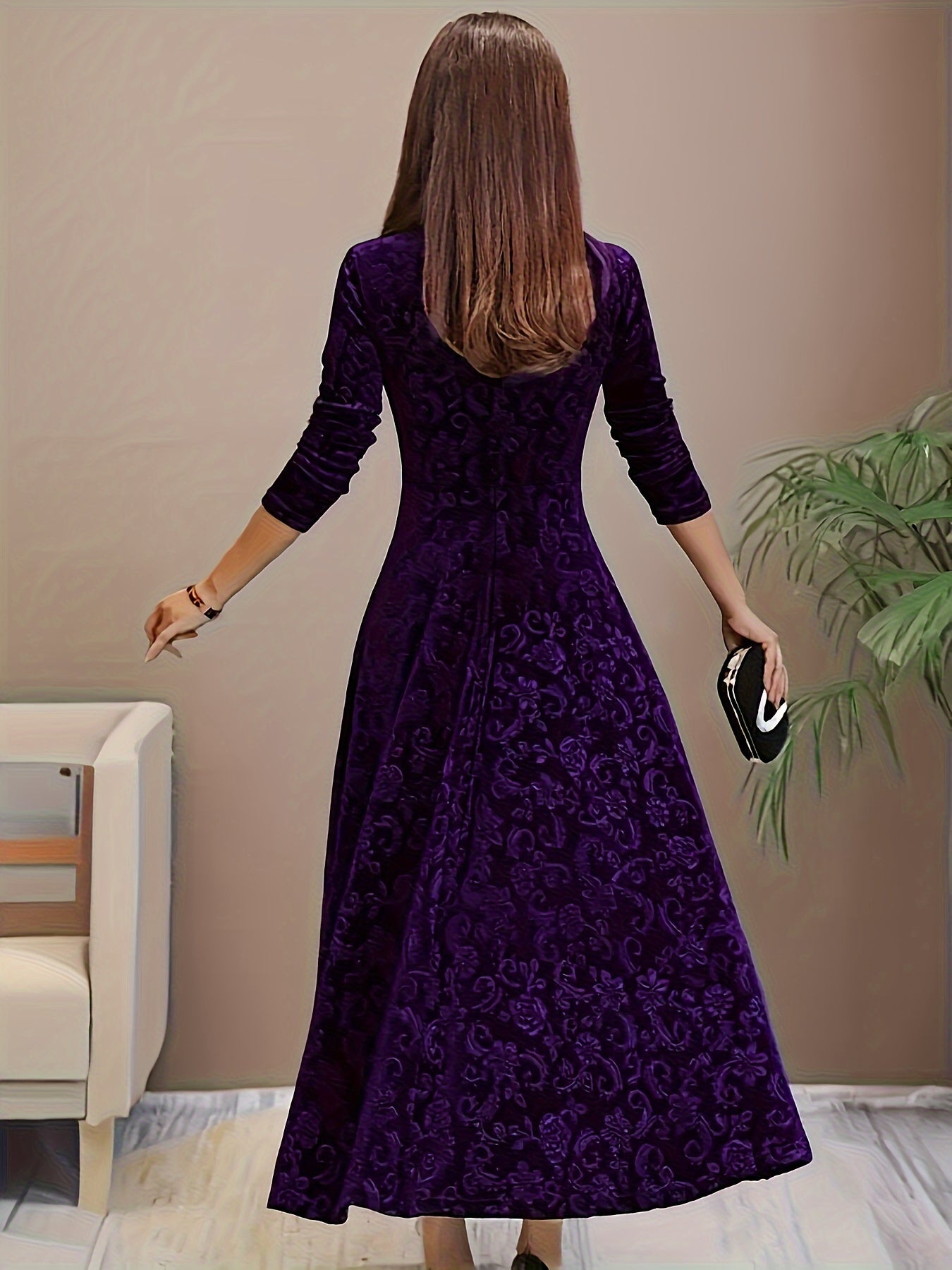 Damen Blumenmuster Midi Abendkleid