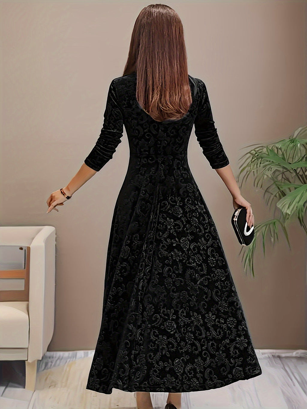 Damen Blumenmuster Midi Abendkleid