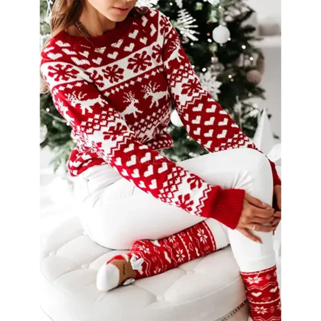 Damen Pullover Gemütlich Warm Strick für Wintertage