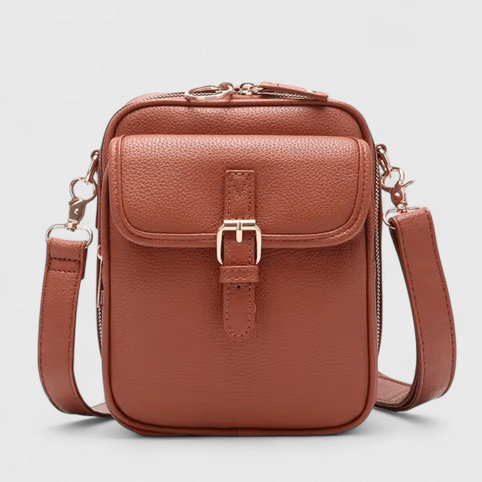 Damen Schultertasche mit Druckknopf und mehreren Fächern