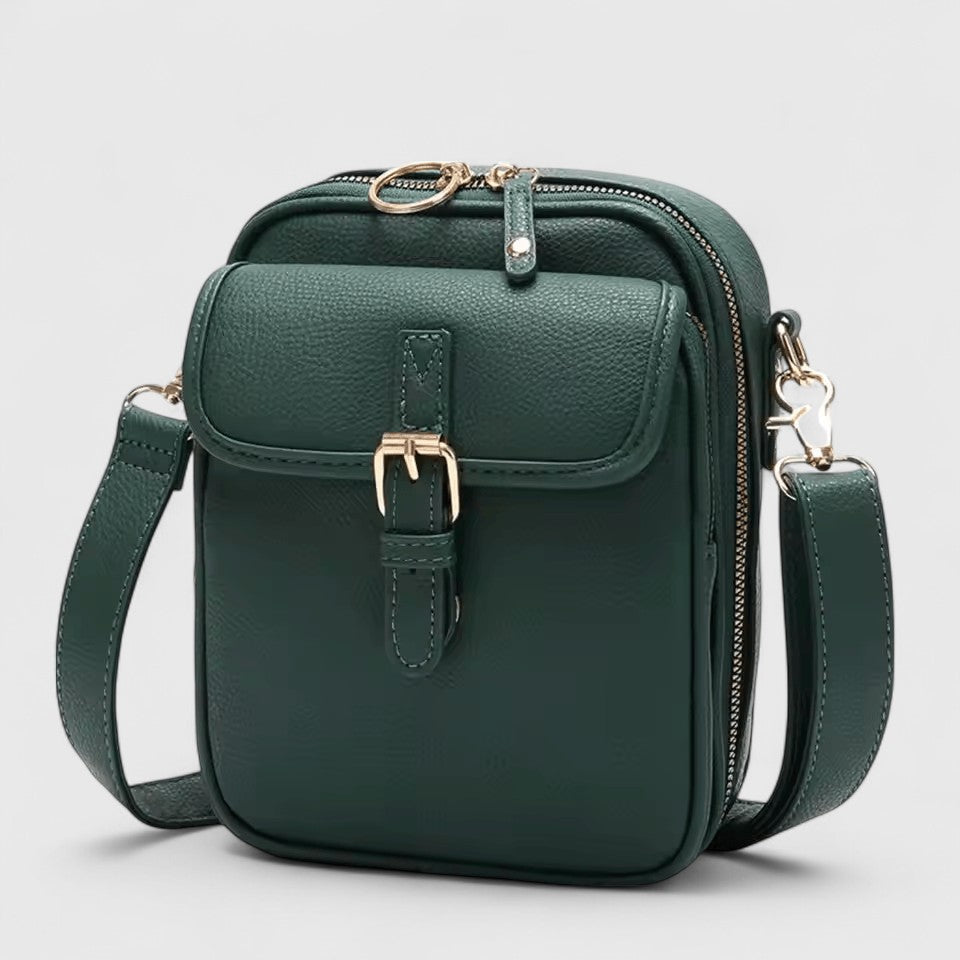 Damen Schultertasche mit Druckknopf und mehreren Fächern