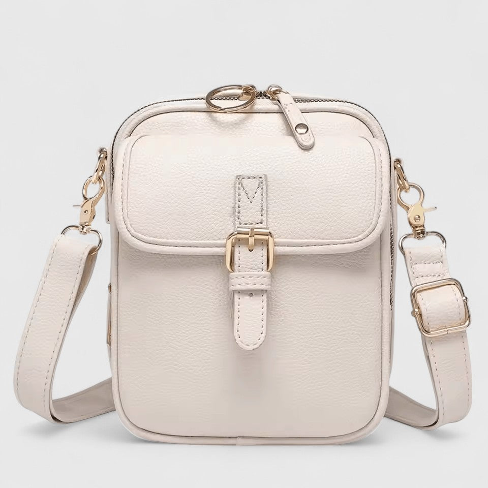 Damen Schultertasche mit Druckknopf und mehreren Fächern