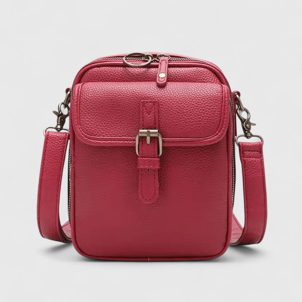 Damen Schultertasche mit Druckknopf und mehreren Fächern