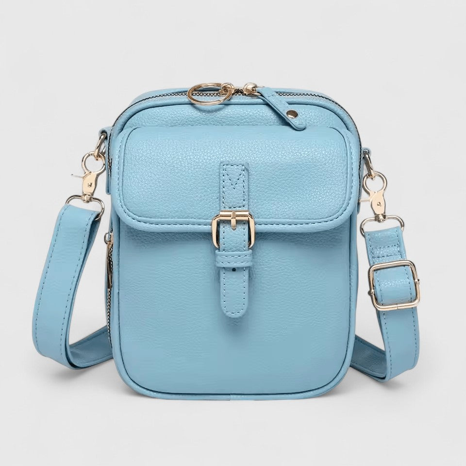 Damen Schultertasche mit Druckknopf und mehreren Fächern