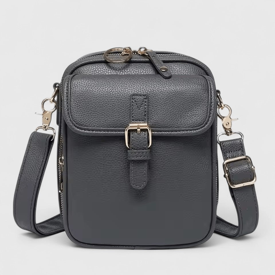 Damen Schultertasche mit Druckknopf und mehreren Fächern